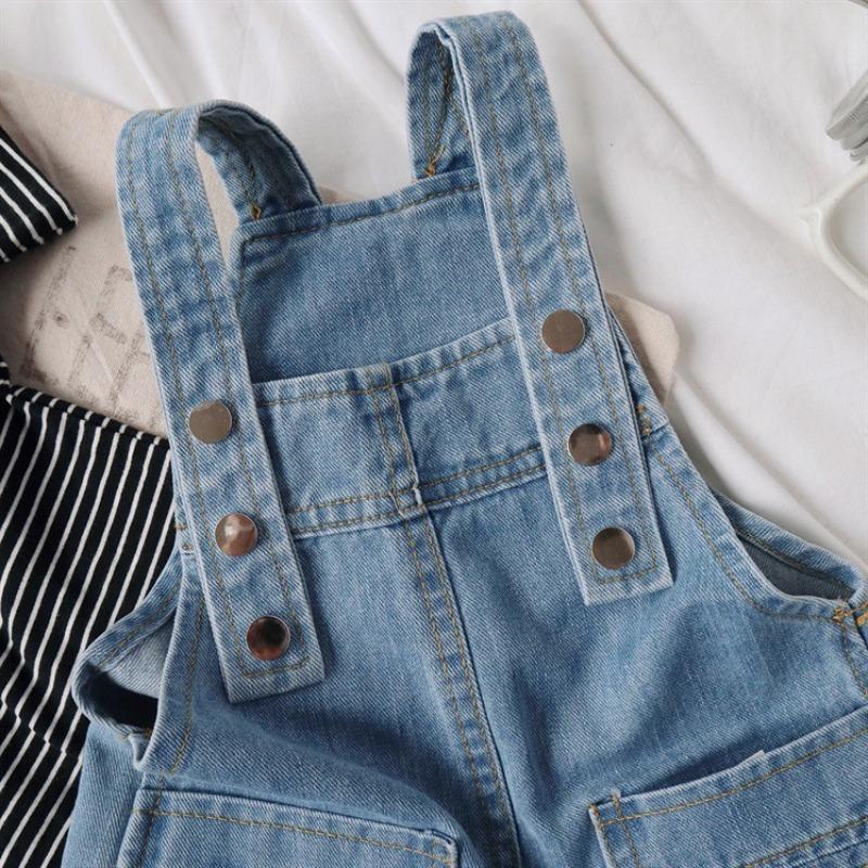 Kids' Denim Overalls Strap Shorts - Summer Casual Strap Jean Shorts for Boys & Girls, Stretchy Comfort