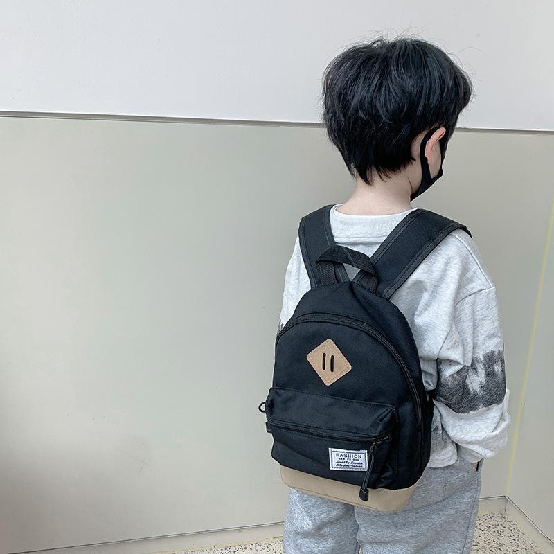 Boys Travel Backpack Simple And Lightweight Boys And Girls Canvas Solid Color Going Out Small Backpack Children'S Bag