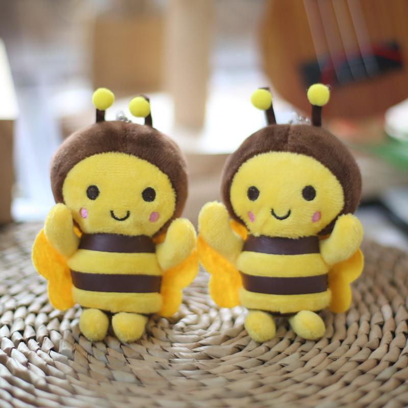 Cute Miniature Bee Plush Toy Charm In Yellow For Bags And Keys