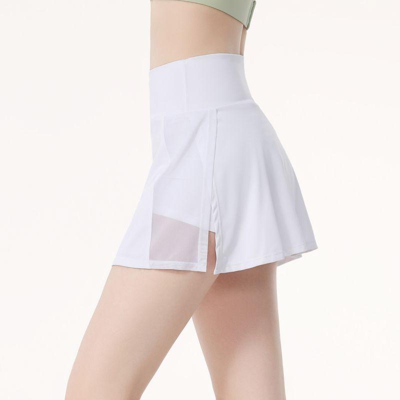 

Summer Fashion Tape Sports Skirt Women s High Waist Yoga Pants Quick-Dry Hip Raise Running Fitness Tennis Skirt White M