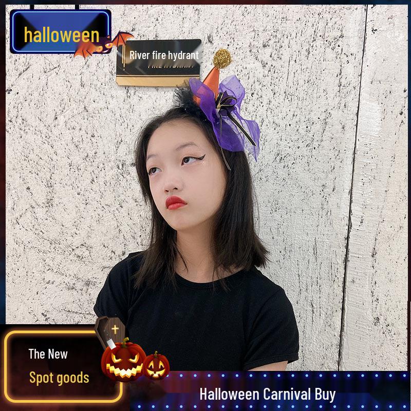 Purple Spider Bow Halloween Headband with Magic Wand for Kids' Hair Styling