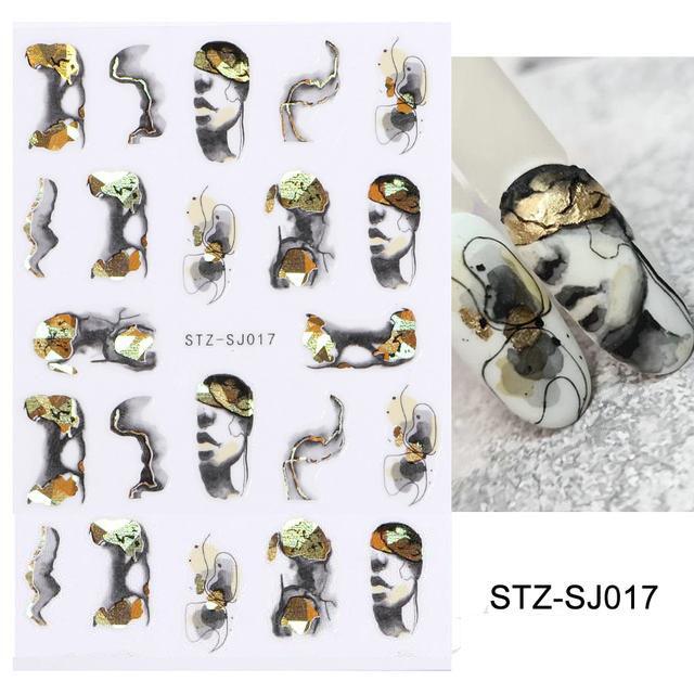 3D Fall Nail Stickers Gold Leaf Cotton Flowers Transfer Decals Nail Adhesive Sliders Manicure 2023 Autumn Decorations TRSTZ-SJ