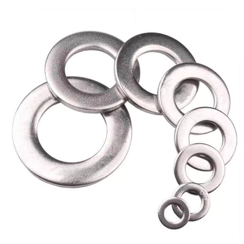 304 Stainless Steel Thickened Flat Washer Set, Sizes 2-36