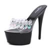 Fashion Fashion Women Waterproof Platform Stiletto Heel Sandals 15cm Extra High Glitter Fish Mouth Roman Design Sexy Party Club Shoes