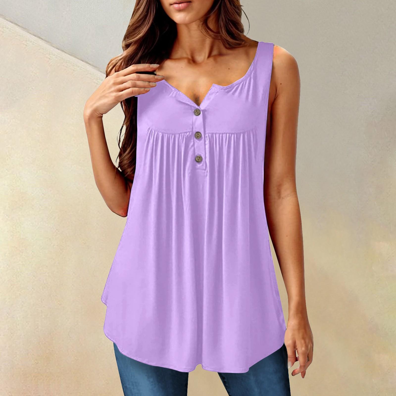 

Женская мода, однотонная плиссированная повседневная футболка без рукавов, жилет на пуговицах, топ S