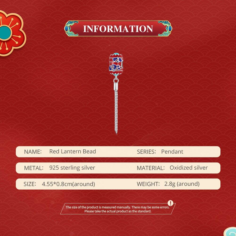 BAMOER 925 Sterling Silver Chinese New Year Series Red Enamel Lion Dancing Hanging Bead for Women Bracelet and Necklace