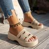 Fashion Summer Plus Size Women's Slippers Rhinestone Wedge Heightening Casual Beach Women's Sandals Fashion Outdoor Leisure Shoes Ladies