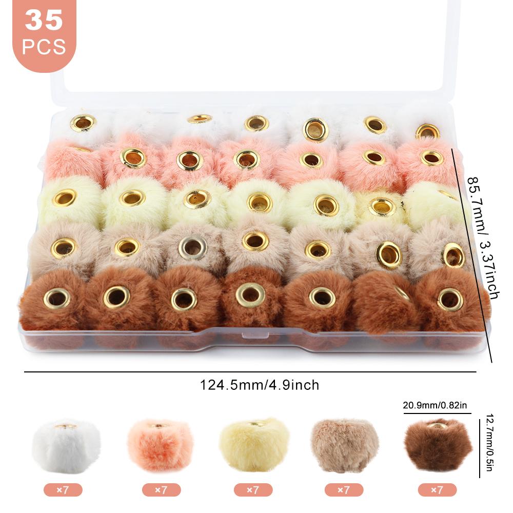 

Kovict 35pcs/Box 20mm Plush Fur Covered Ball Beads Straight Hole Charms DIY Pompom Pendant Necklace Earrings For Jewelry Making