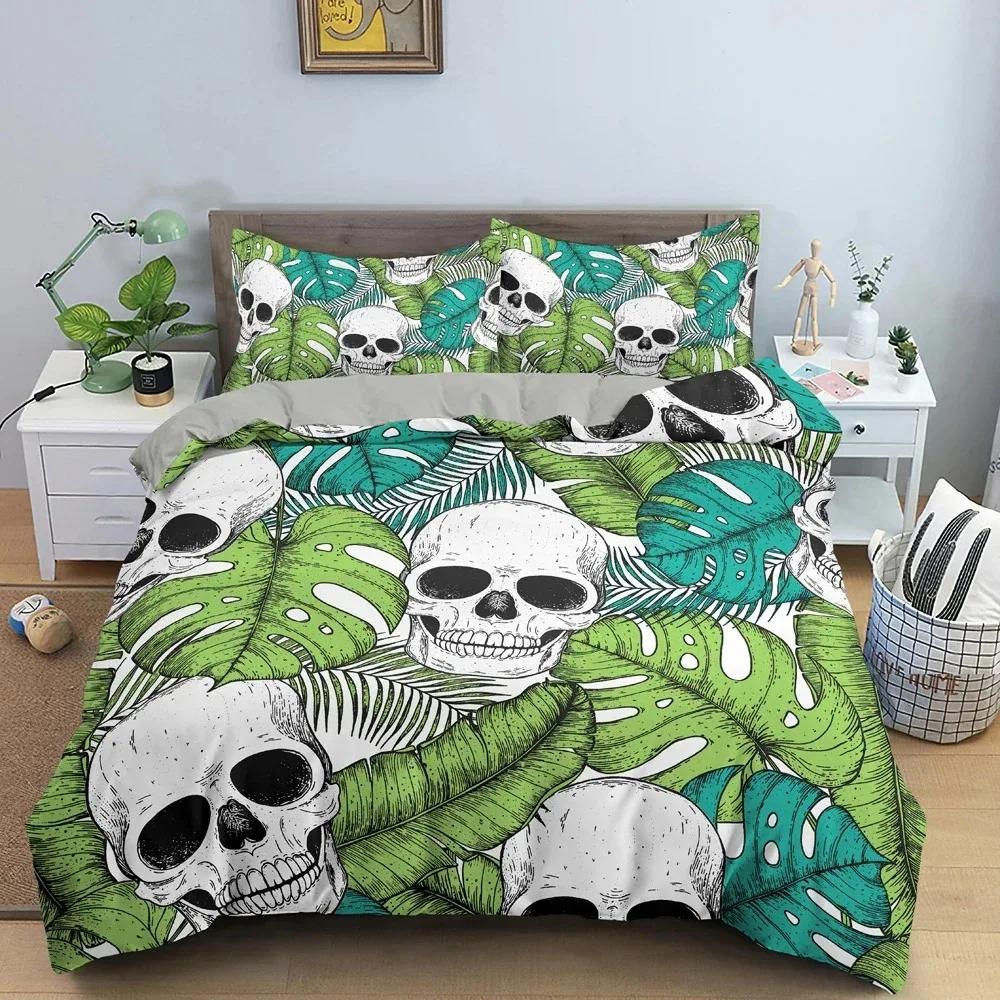 

Skull Pattern Bedding Set For Bedroom Soft Cozy Duvet Cover Set Luxury Single Twin King Size Quilt Covers Home Textile 135x200cm
