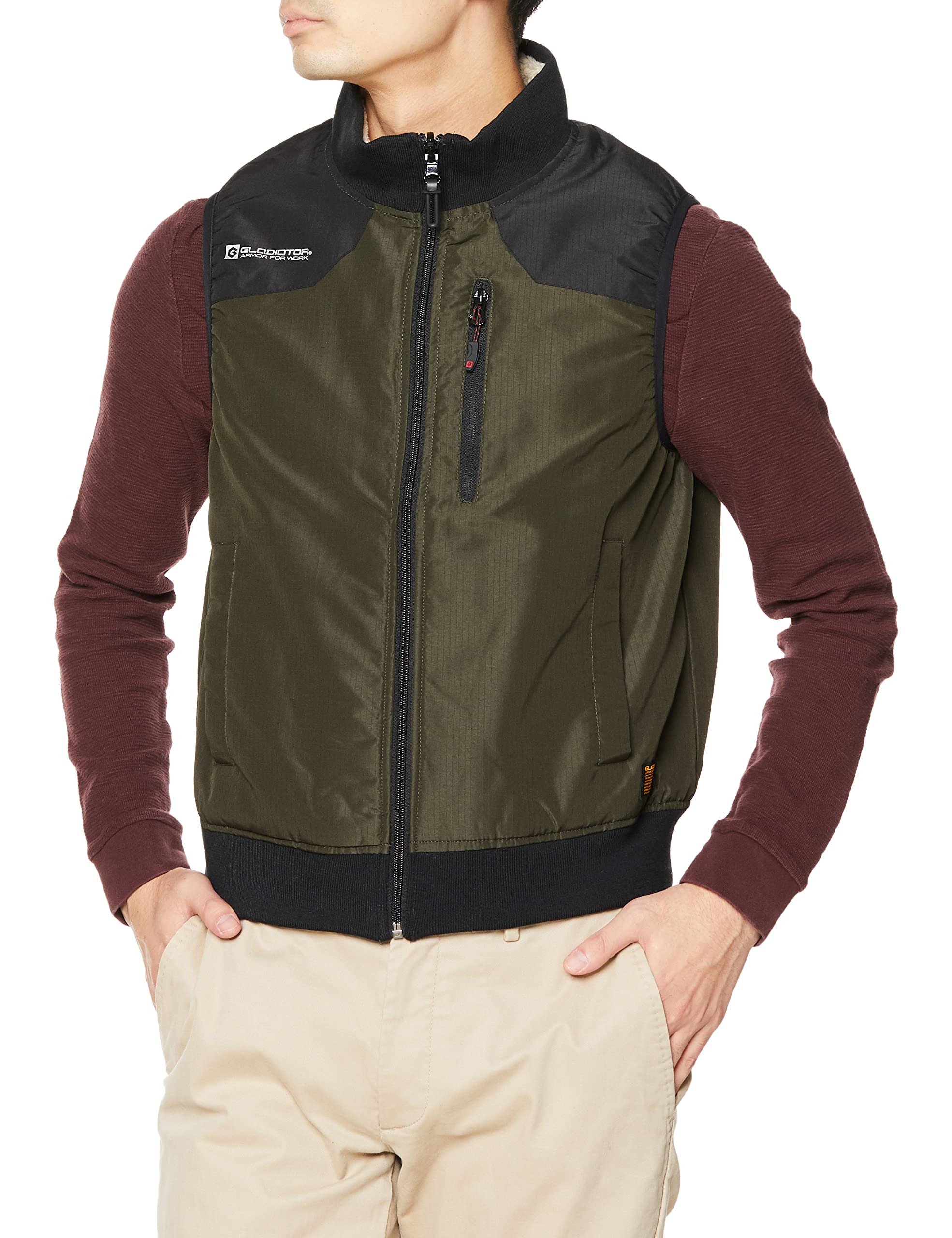 

[COCOS Nobuoka] G-9909 Reversible Cold Weather Vest, Army x Beige, 4L