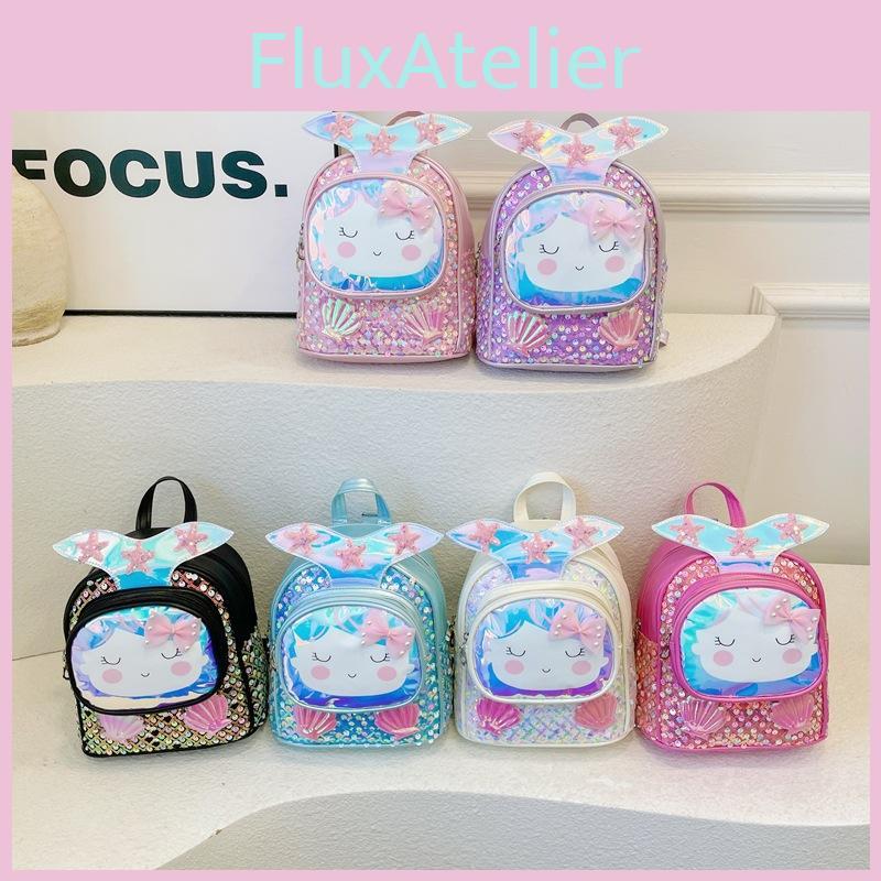 Backpack Children Girls With Shiny Shell Mermaid Tail For Use Kindergarten