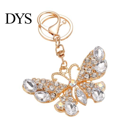 Anti-oxidation Keychain Pendant Sparkling Rhinestones Butterfly Design Key Chain with Lobster Clasp Backpacks Car Bags Decorative Accessory