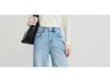 Li Shaonü Women's Fleece-lined Blue High-waisted Wide-leg Jeans - Winter 2026 Collection