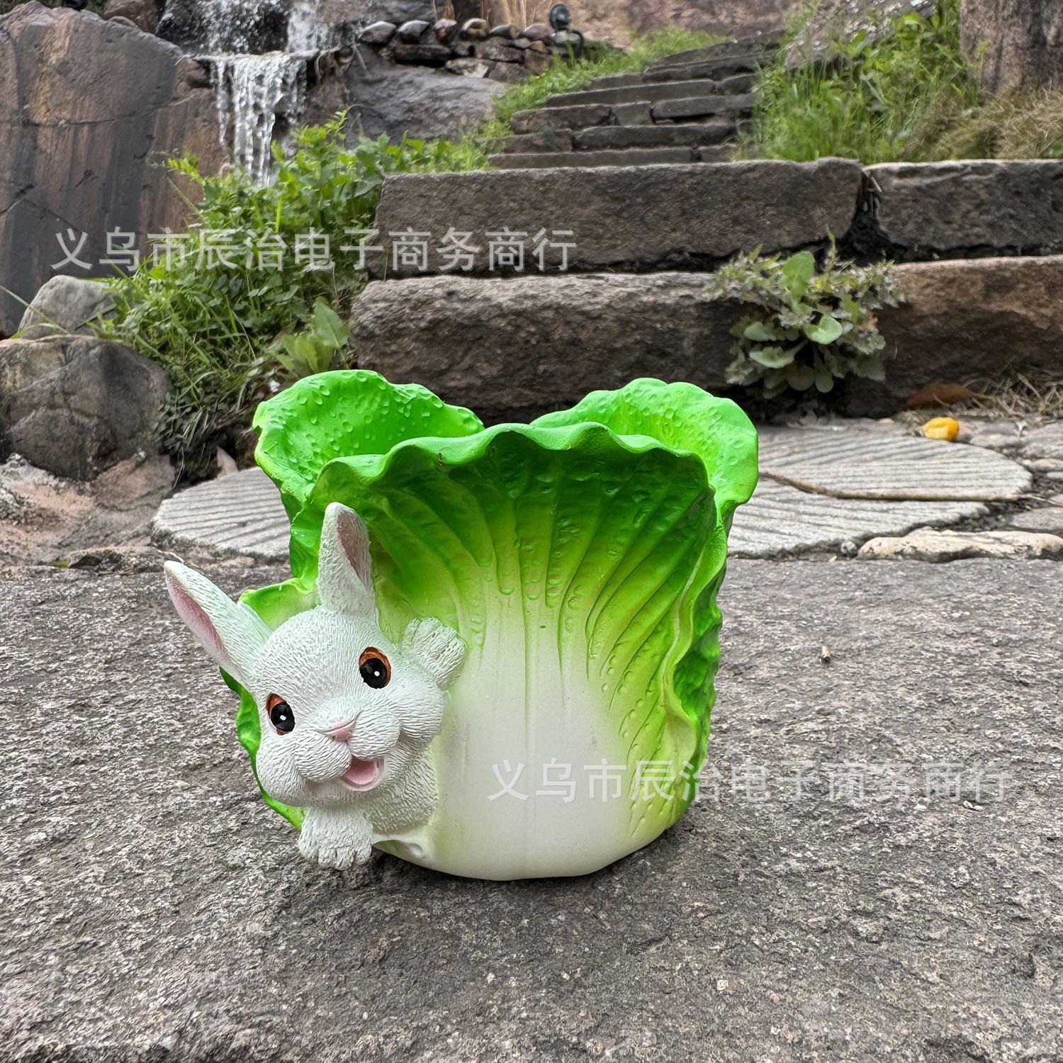 

Новый кролик из смолы для капусты, горшок для суккулентов, цветочный горшок для зеленых растений, садовое и домашнее настольное украшение, цветочный горшок