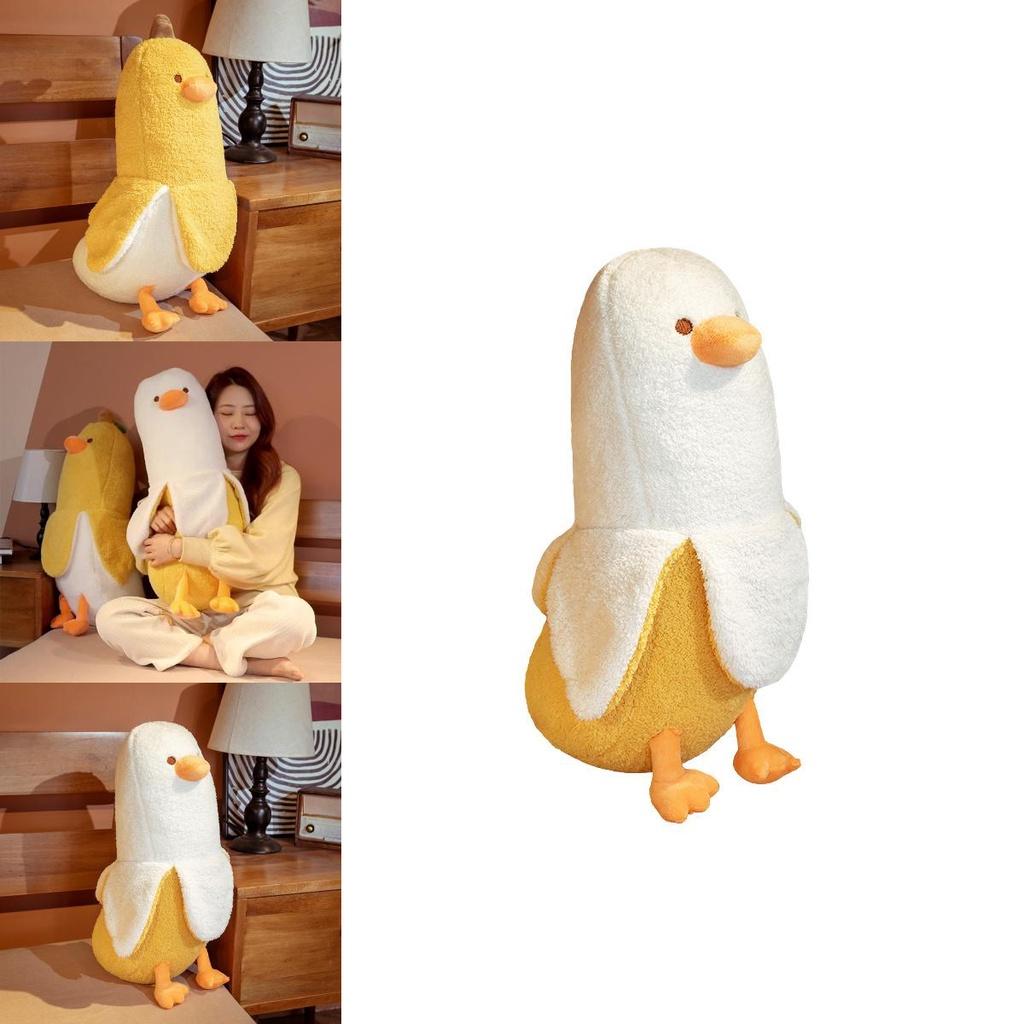 Adorabile Anatra Banana Gialla/bianca Peluche Giocattolo Cuscino da Abbracciare