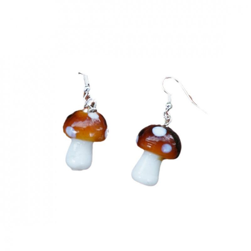 Bohemian Silver Mushroom Dangle Earrings