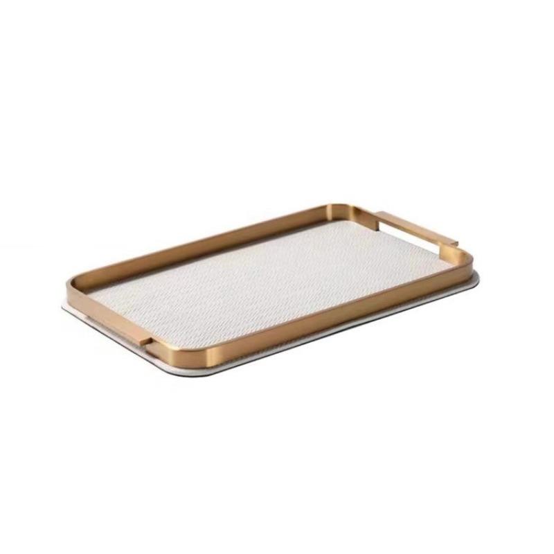 

Metal Leather Tray Modern Luxury Storage Tray Household Decorative Desktop Trays Dining Room Aesthetic Decoration Accessories