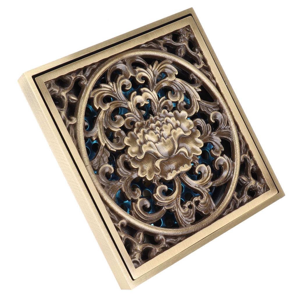 10x10cm Floor Drain Antique Copper Anti Odor Bathroom Floor Drainer AntiClogging for Hotel
