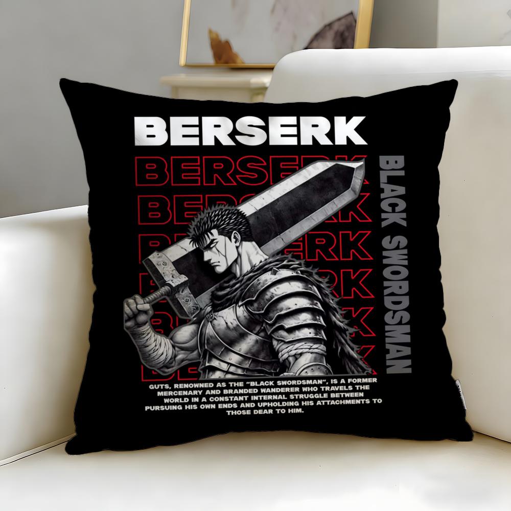 classic anime Berserk Cushion Cover Soft  EasyWash Pillow Case  Versatile for Couch Bed Travel and Office