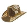 Vintage Shiny Sequin Western Cowboy Hat Gold Sparkle Glitter Jazz Hat Cap Wide Brim Summer Hat Costume Accessories