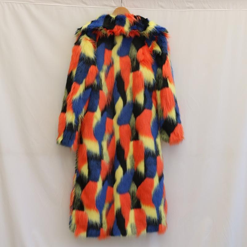 omen's fur coat winter new imitation fox fur coat plus long knee casual warm large size trench coat