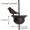 7.9ft Birds On Cup Rain Chain For Gutters Decorative Rain Chimes For Outside Vintage Garden Rainwater Diverter Catcher Chains