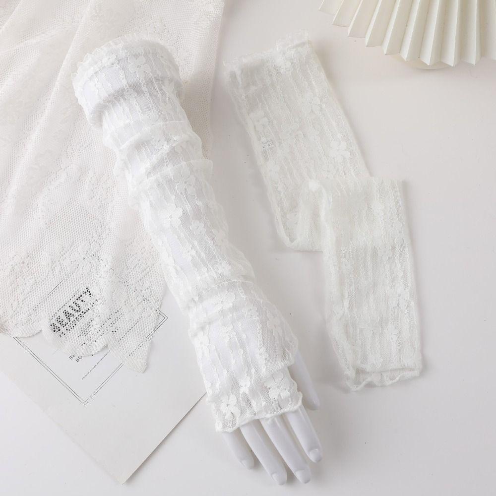 Lace Mesh Sunscreen Sleeves UV Protection Long Gloves Summer Outdoor Driving Gloves Girls