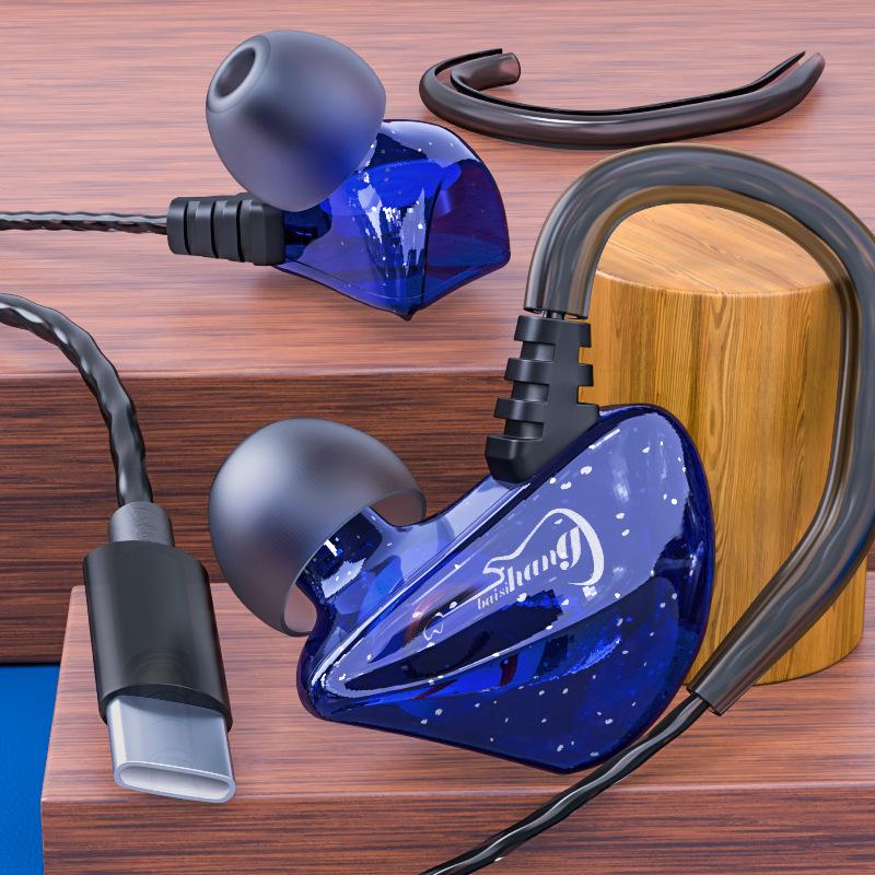 Premium Wired Over-Ear Headphones with Heavy Bass and In-line Controls for Android, Round Hole Type-C, Ideal for Sports