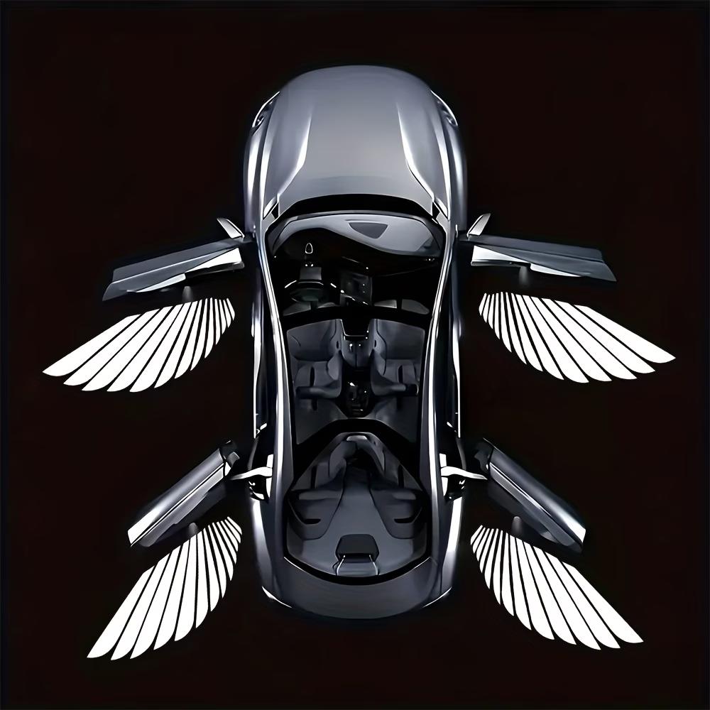 2Pcs LED Car Door Projector Lights, Angel Wings Shadow Welcome Lamp, Wireless Step Lighting Accessories