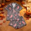 Conjunto de Pijama de Dos Piezas con Estampado de Halloween para Mujer