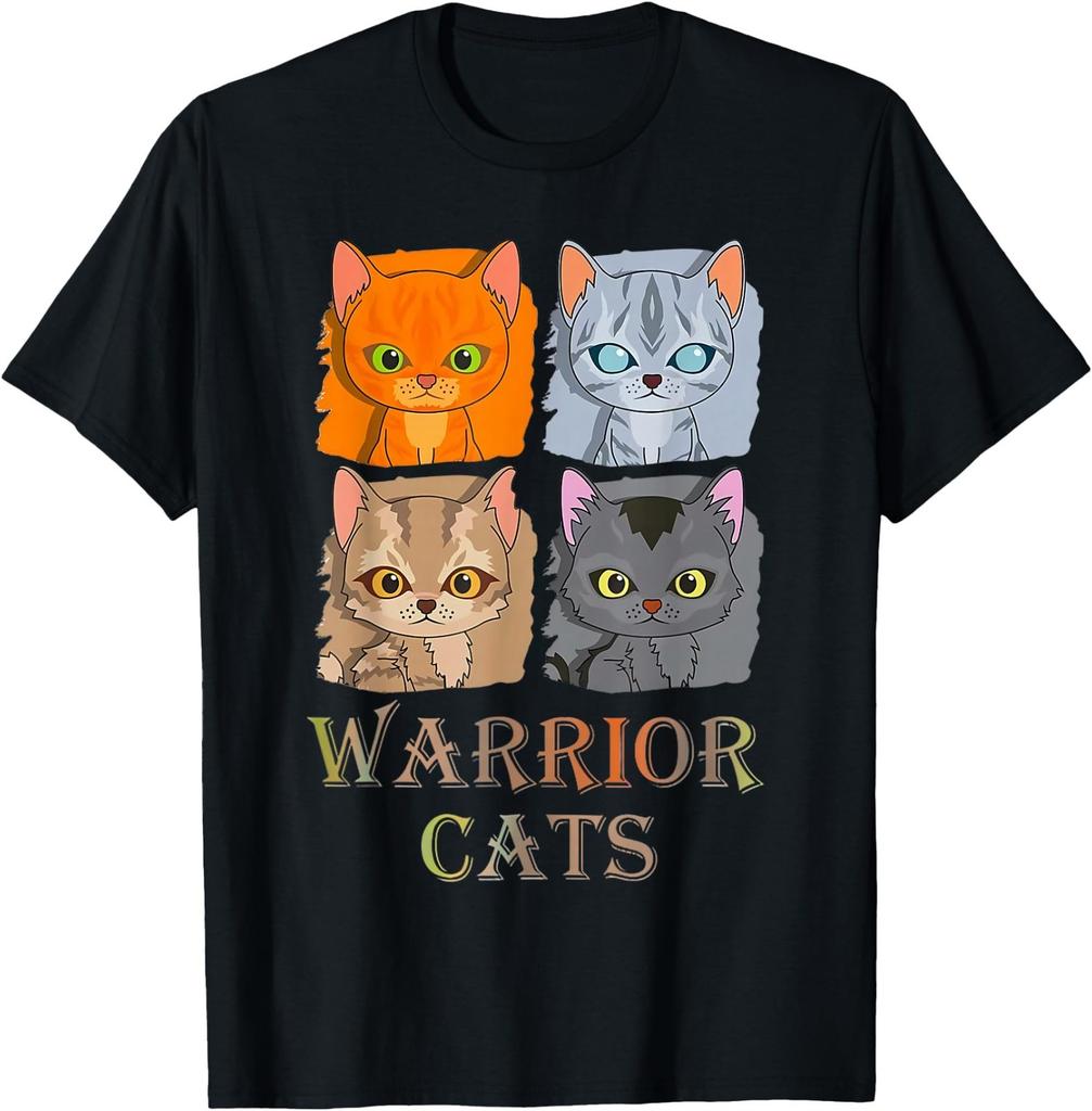 Camiseta Gráfica Gatos Guerreros Amante de Gatos de Fantasía Camiseta Unisex