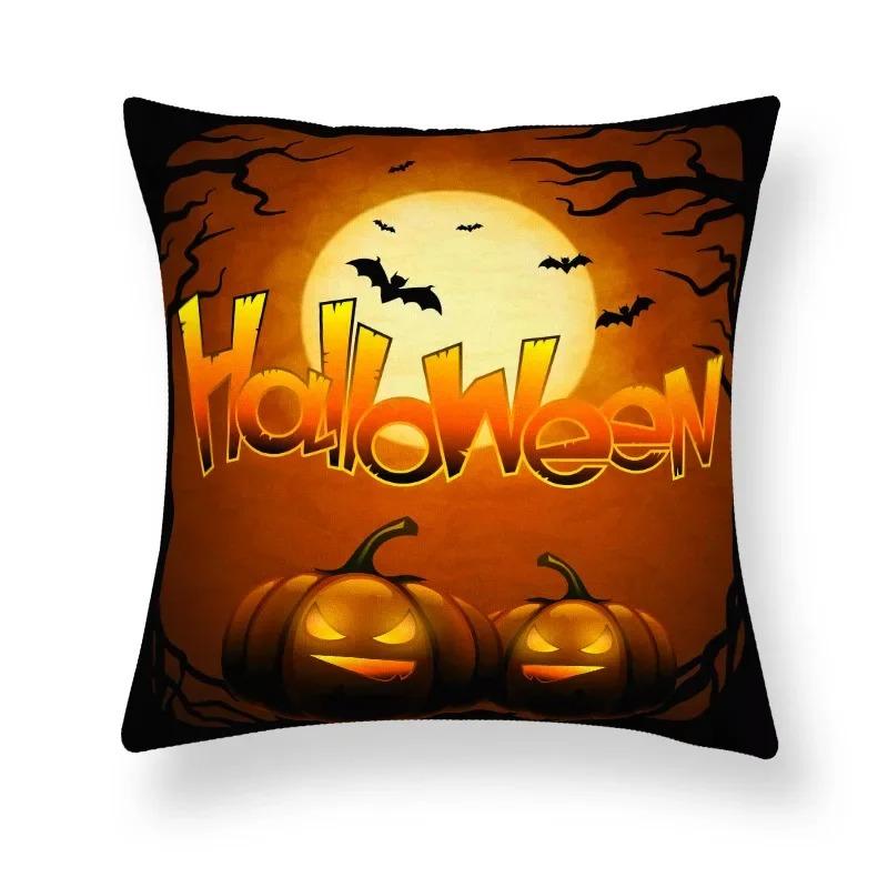 Halloween Dekorativt Kuddfodral Sött Spöke Pumpa Kattmönster Kuddfodral Lämpligt för Hem Vardagsrum Soffa Rum