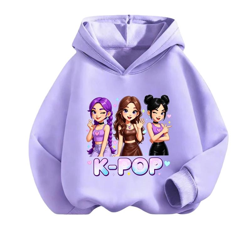 Spring Fall Graphic Hooded Sweatshirt Kids Anime Long Sleeve Hoodie Soft Breathable Casual Outerwear For Daily Life