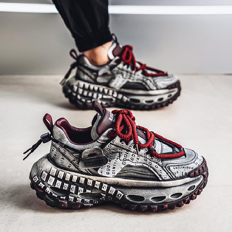 Internet Famous Popular Men's Shoes Trendy Brands Niche Retro Worn Out Sports Leisure Thick Soled Height Increasing Dad