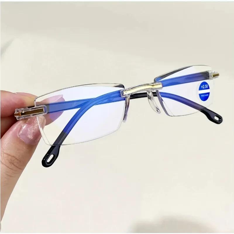 9pcs Reading Glasses Blue Light Blocking Glasses Rimless High-Definition Presbyopia Glasses for Women and Men +1.0 - +4.0
