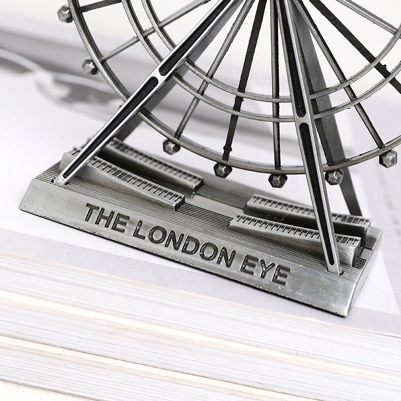 1pcs Retro Metal London Eye Ferris Wheel Rotating Stress Relieving Toy Model Home Desk Decoration Festival Gift
