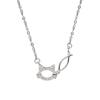 Cat And Fish Necklace Early Autumn Trend Cold Wind Hollow Cat Zircon Clavicle Chain Women'S Neck Chain