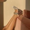 Fashion Crystal Bling Bling Sandals Pointed Toe High Heels Ankle Strap Stiletto Heel Glitter Shoes Women Career Dress Sexy Shiny Sandals