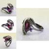 Genuine Purple Crystal Marquise Cut And Black Titanium Ring