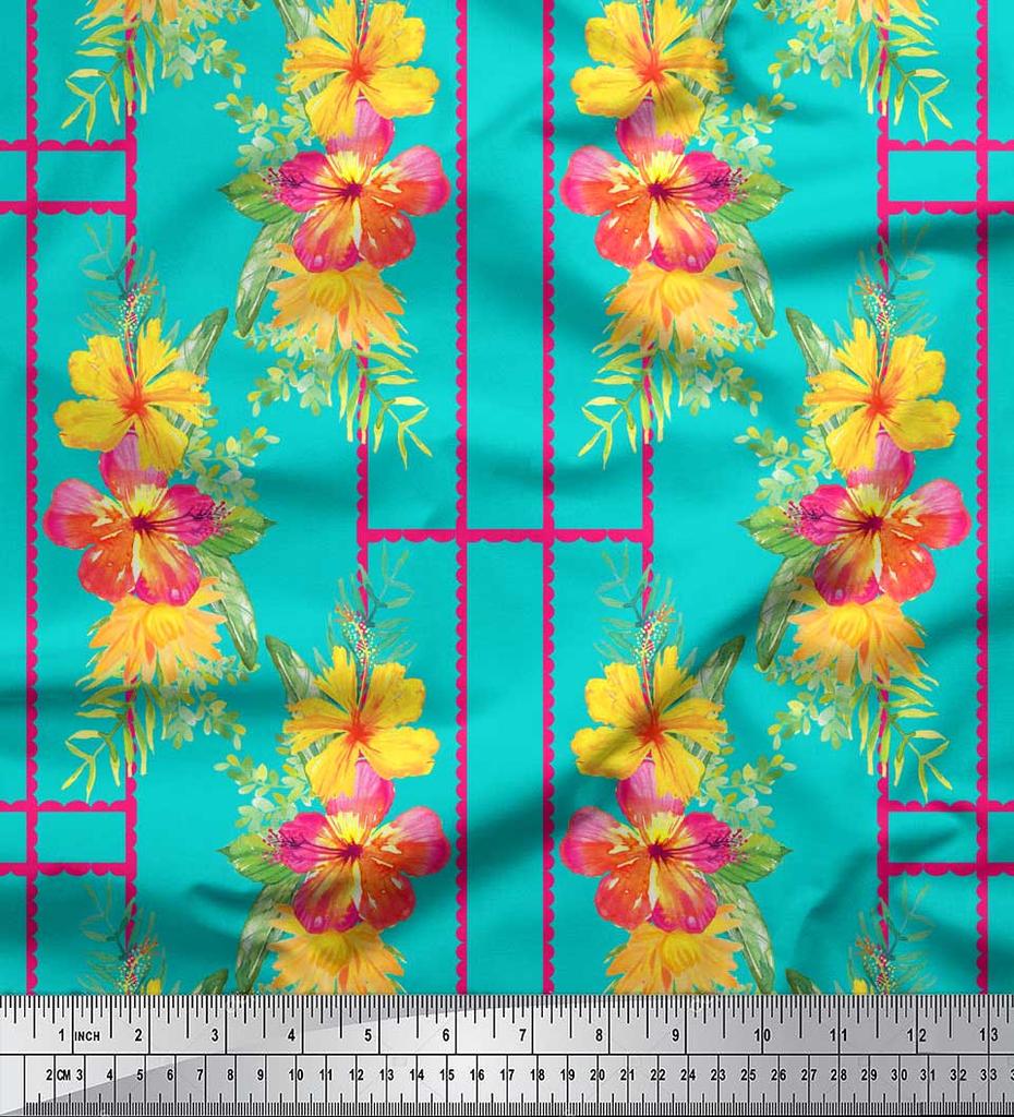 Soimoi Material Crep Poli Maro Imprimeu Geometric și Floral Material Imprimat La Metru 42 Inch
