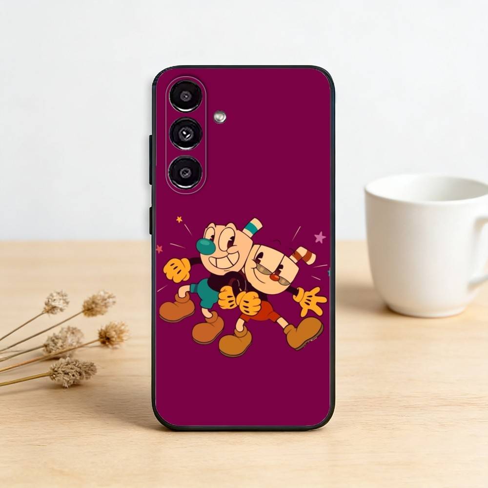 Cute CupHead And MugMan Phone Case For Samsung Galaxy A91,80,73,72 ,71,53,52,32 ,31,22,21s,20,Soft Black Case Samsung a13 5g