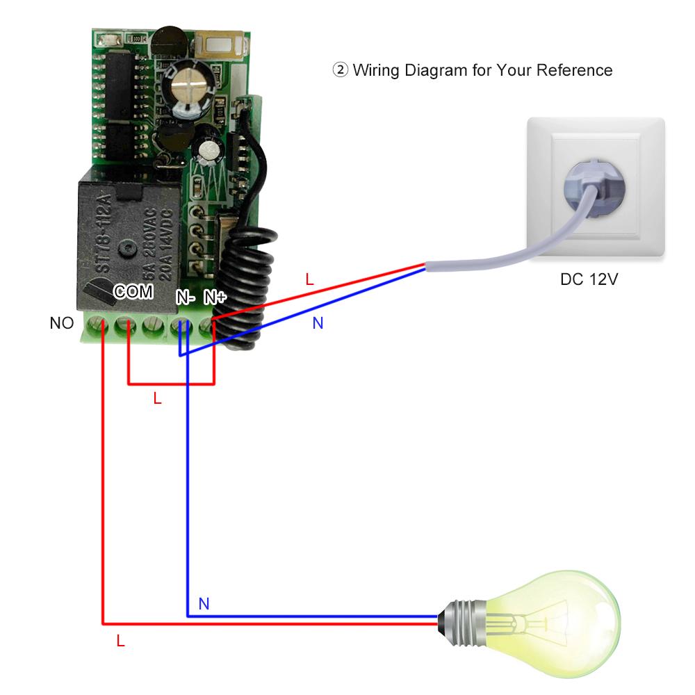 43300CMhz   12V   RF Remote Control   Relay Receiver Module   1CH Wireless Control   + 1PCS RF 433 Mhz Transmitter Remote Contro