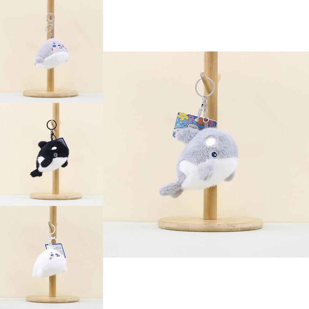 Adorable Plush Whale And Seal Keychain Accessories Soft Stuffed Animal Toys