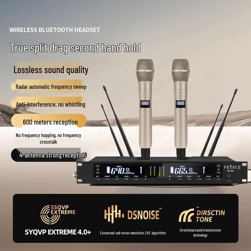Wireless Diversity Microphone Set: Dual Ear-Mic & Quad Lavalier for Professional Stage Use, Free Shipping