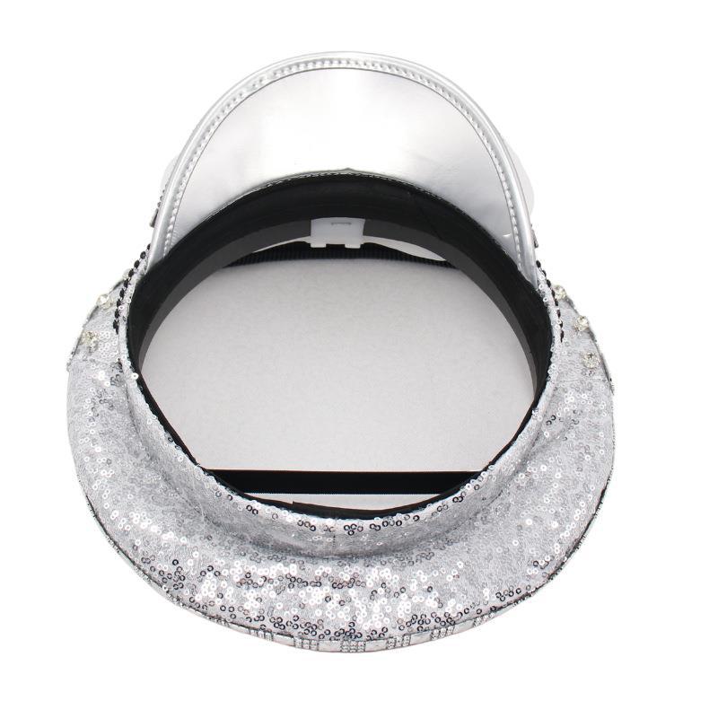 Diamond Big Cap Show Color Diamond Silver Big Cap Flat Top Carnival Day Cap