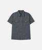DRAW FIT Lark Roll-Up Check Half Shirt [Blue Grey]