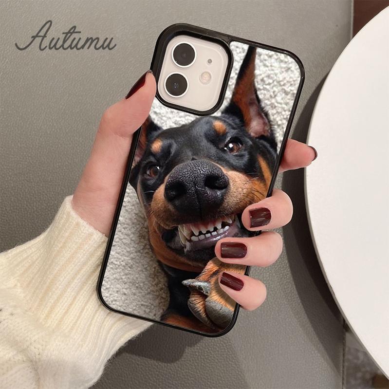 Cool Doberman Dog Phone Case for iPhone 11 12 13 14 Pro Max Mini X XR XS SE 2020 6S 7 8 Plus Samsung Galaxy S21 S22 Cover Shell
