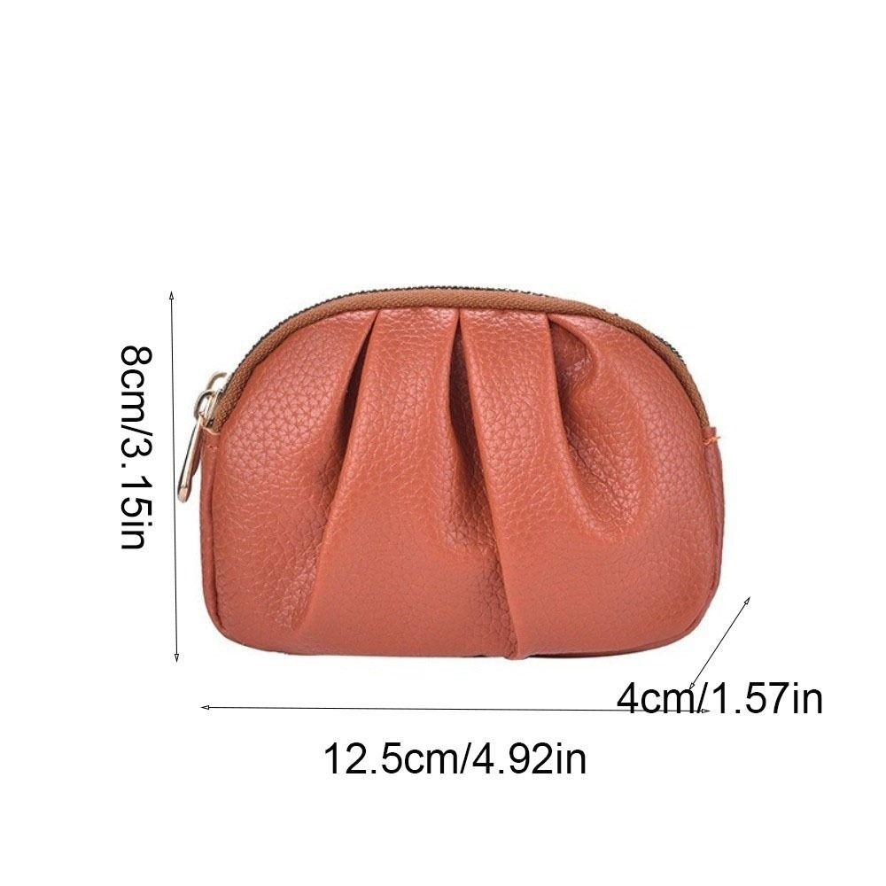 Fashion Wrinkle Mini Wallet Double-layer Zipper Short Wallet Solid Color Multifunctional Card Holder Women