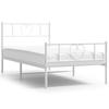 Metal Bed Frame with Headboard and Footboard White 90x190 Cm