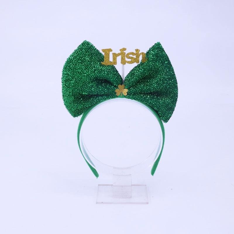 Patrick's Day Party Bowknot Headband with Shamrock Decors Hair Accesories Party Headwear for Festival Celebrations